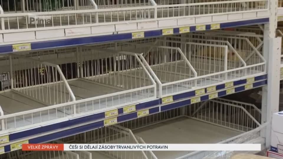 27. 2. 2020 VELKÉ ZPRÁVY: ČEŠI SI DĚLAJÍ ZÁSOBY TRVANLIVÝCH POTRAVIN